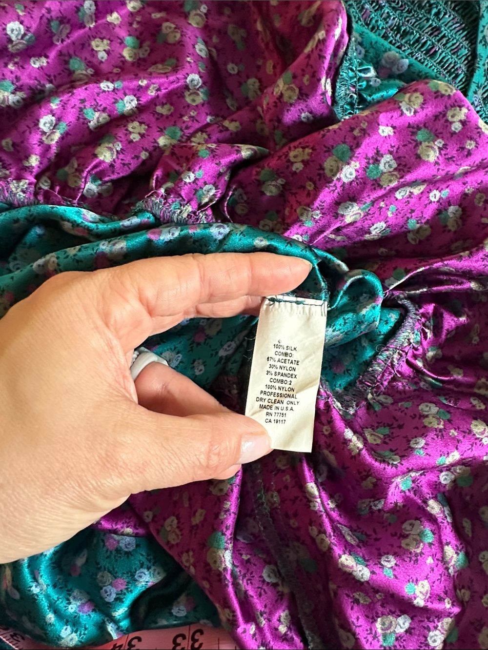 Vintage Y2K Betsey Johnson Teal Floral High-Low Milkmaid Dress with Lace Trim 4 - Picture 8 of 11